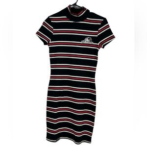 Lurking Class by Sketchy Tank Black White & Red Stripe Mock Neck Dress